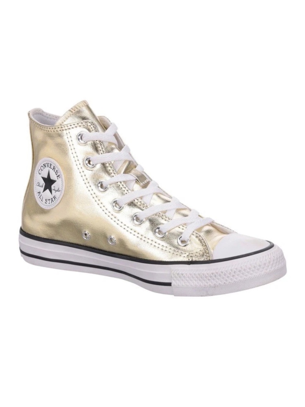 NEW Converse Chuck Taylor All Star High Tops Womens 8.5 / Mens 6.5 Metallic Gold - Picture 2 of 8